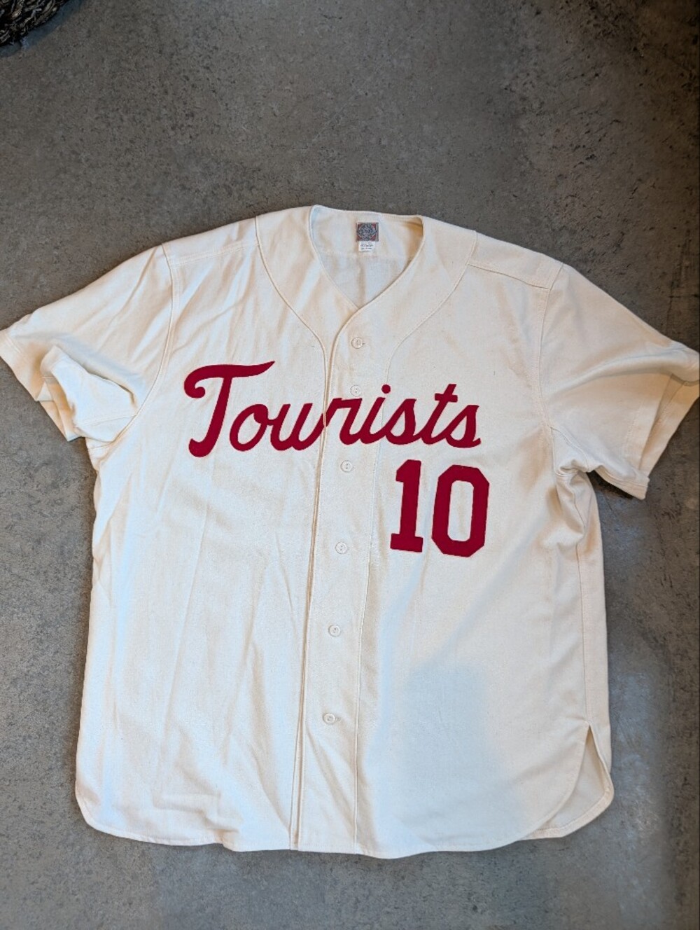 NWOT %100 Wool Ebbets Field Baseball Flannel Jersey XXL Red Cream
